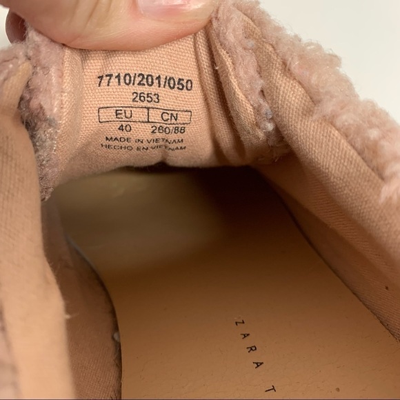 Zara Pink Faux Sherpa Lace Up Platform Fashion Sneakers - Picture 13 of 16